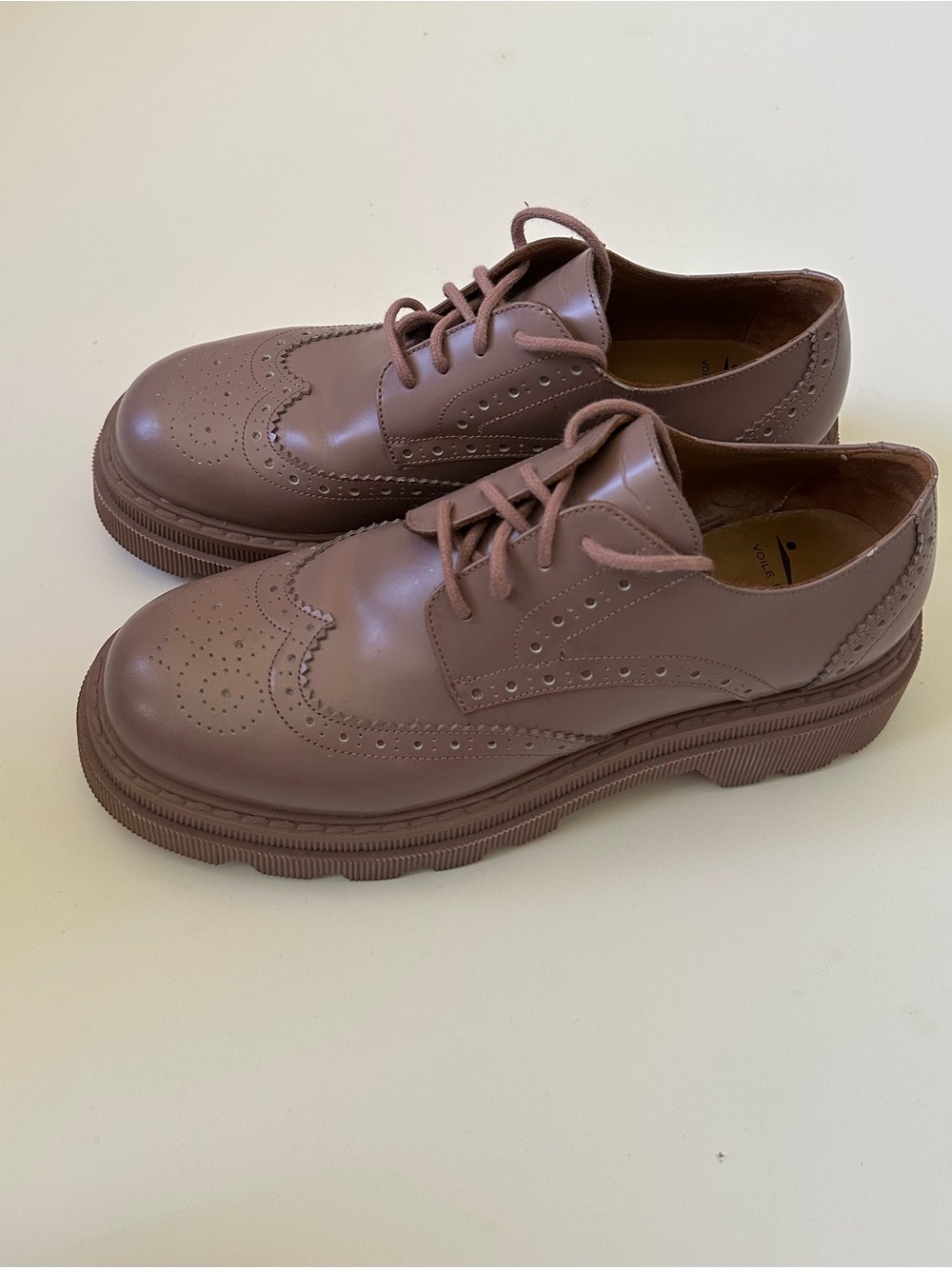 Voile Blanche Oxfords Chunky Lace up Wingtip Shoes~40
